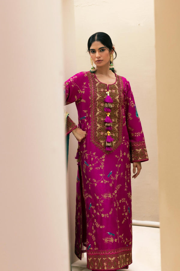 Fariha Plum Embellished Kaftan