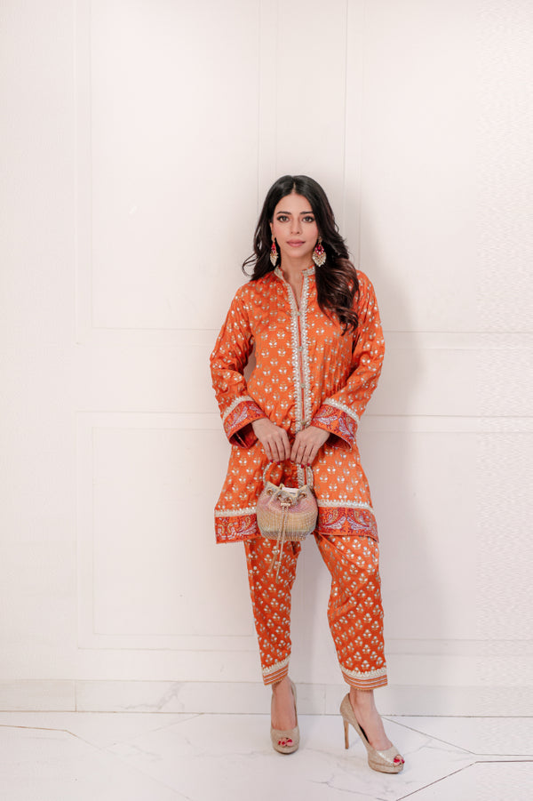 Raeza Rust Gold Blockprint Set-SHK